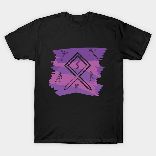 Purple Paint Runes Norse Mythology Asatru T-Shirt by vikki182@hotmail.co.uk